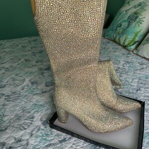 Sparkling Champagne Heeled Boots
